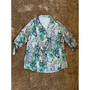 Cupshe Floral Shirt Dress Cover-Up 3/4 Sleeves Button Up‎ Women’s Size XL